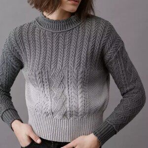 Anthropologie Marci Dip Dyed Ombre Cable Knit Grey Sweater (XS)